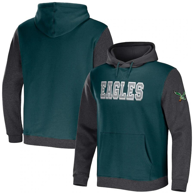 Men's Midnight Green/Charcoal Philadelphia Eagles x Darius Rucker Collection Colorblock Pullover Hoodie
